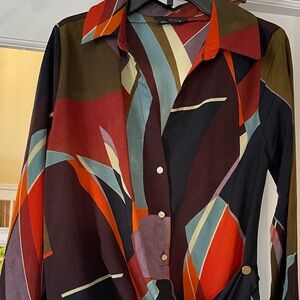 Zara Multicolor Abstract Blouse